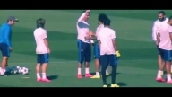 Funny: Real Madrid players queue up to hug Cristiano Ronaldo in training
